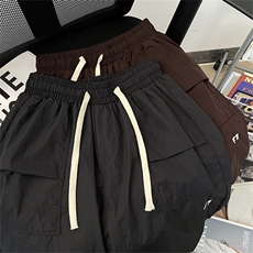 夏季新款港风日系复古纯色防水复合阔腿休闲裤短裤男潮DK820-P33，男装牛仔裤，星座313A(原308A-2)