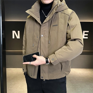 标50羽绒服男连帽保暖外套纯色休闲白鸭绒上衣 B317/9955/P235图片