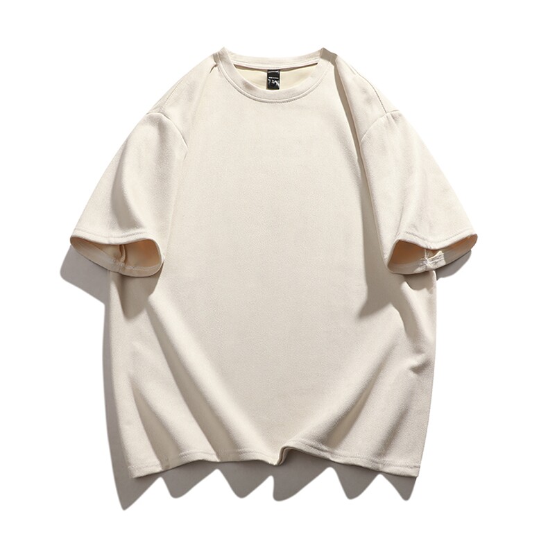 抖音得物直播高品质二开240克美式高街麂皮绒光版纯色短袖t恤12.5，男装T恤，电商A486-1