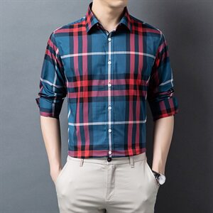 H5688钱塘2020-1爆款秋冬男士高端格子百分百纯棉衬衣舒适P88图片