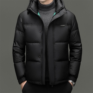 冬季男士鸭绒羽绒服时尚商务面包服保暖加绒男品质潮服连帽外套
