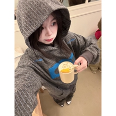 C316HXD06特P58刺绣连帽卫衣男秋冬潮牌厚款重磅羊毛保暖外套，男装棉衣，电商C316