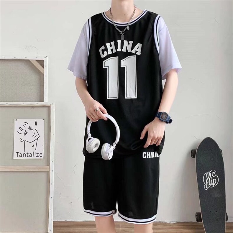 夏季青年运动套装男韩版潮流宽松短袖短裤篮球服两件套TZ122-p36,男装休闲套装,星座1008