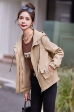 现货！！2024年春装外套女新款气质连帽显瘦上衣休闲夹克，女装短外套，以桐