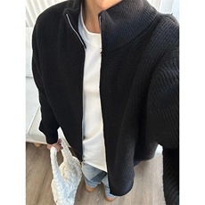 重磅秋冬北极绒双拉链毛衣开衫美式复古休闲慵懒风宽松针织衫外套，男装针织衫/毛衣，电商A486