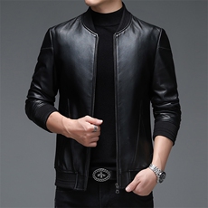 WL-DK018海宁2023新款皮衣男绵羊皮外套棒球服潮简约夹克P540，男装皮衣，电商B360