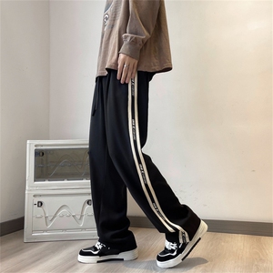 美式vibe高街条纹裤子男款夏季潮牌垂感宽松直筒休闲裤 K7257-P38图片