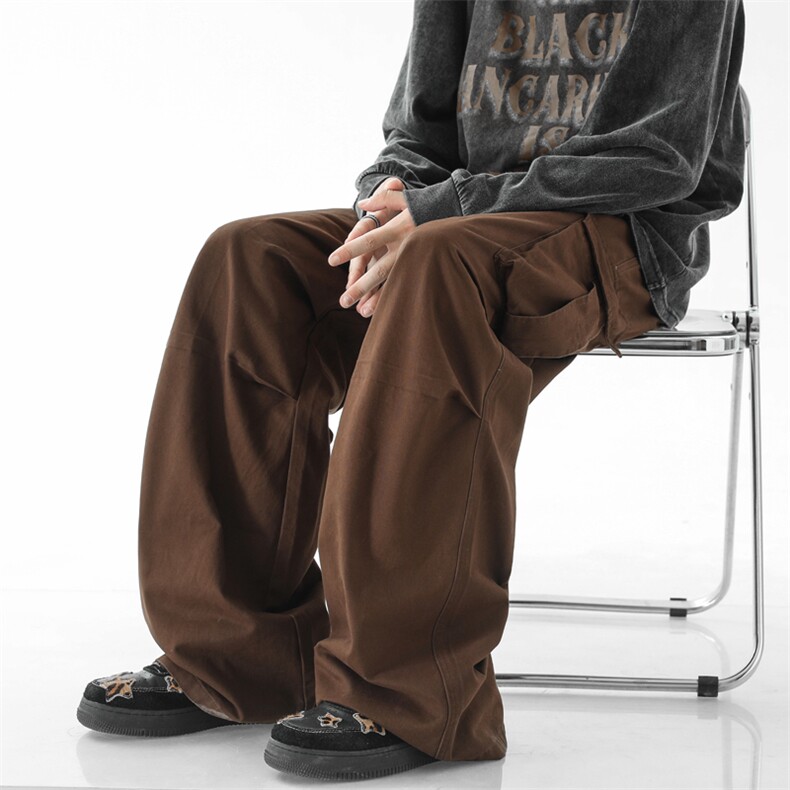 美式多口袋工装裤男女高街宽松潮牌直筒休闲阔腿裤MK07P45图片