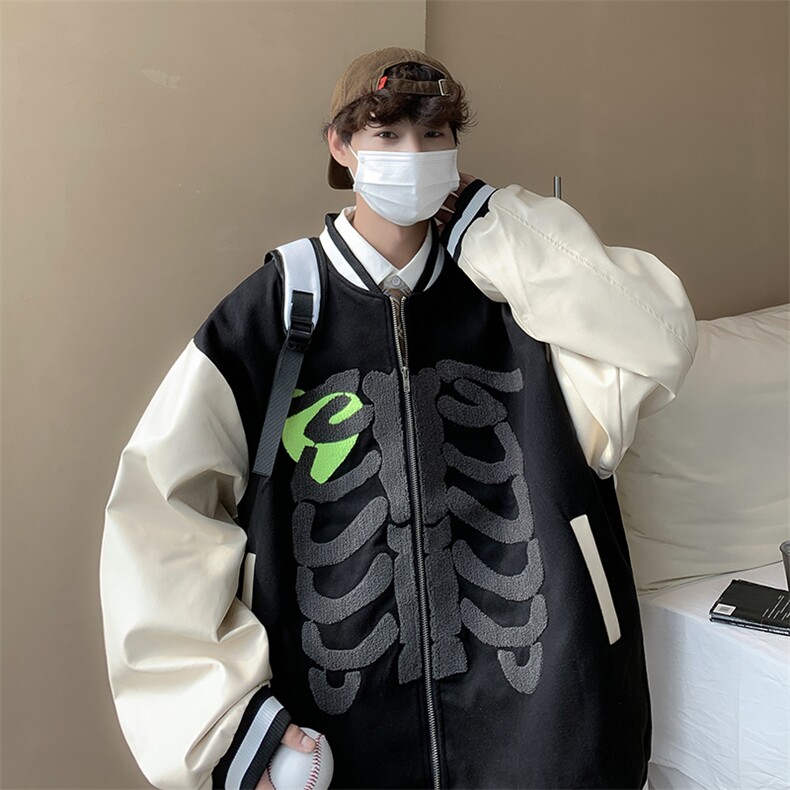 美式复古街头棒球服女秋新款高街设计感bf慵懒夹克外套JK030-P70图片