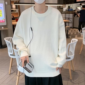 港风休闲宽松线衣纯色圆领毛衣男秋季新款高街ins针织衫 M970-P43图片