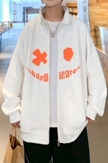 Y9905P45港风外景秋季笑脸印花立领开衫卫衣学生新款字母潮流，男装卫衣，电商A026-1