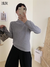 时尚紫色半高领打底衫秋冬保暖舒适柔软毛衣，女装针织衫/毛衣，牧思羊