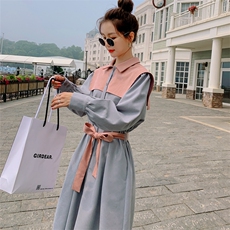 现货271-9716-P115新款撞色连衣裙控168，女装连衣裙，浙宝271