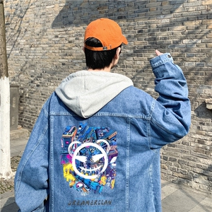 jk669-p80-限价108 现货连帽可脱卸港风大码牛仔ins外套cityboy图片