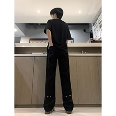 现货秋冬高街直筒阔腿牛仔裤宽松百搭暗扣休闲裤男K616-P50，男装牛仔裤，星座205