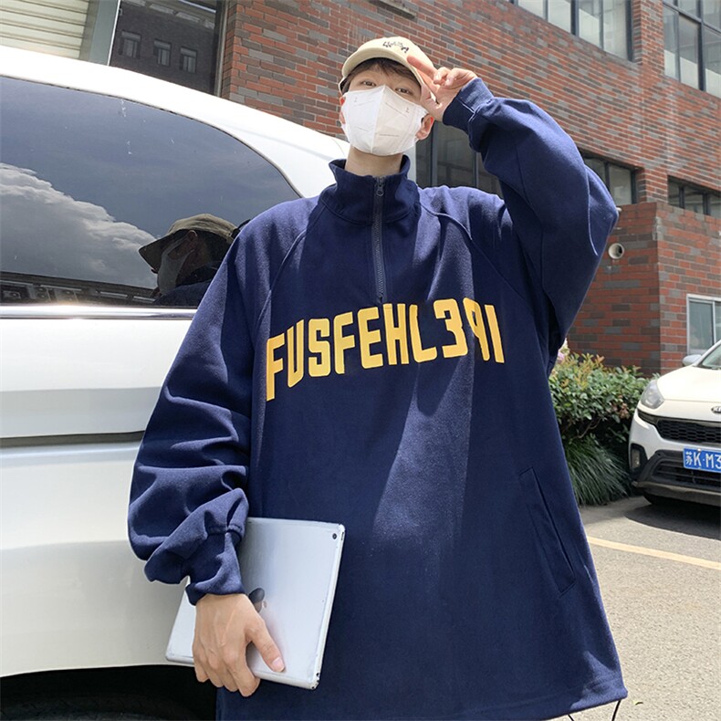 设计感小众半拉链秋季卫衣美式复古Polo领上衣男外套 W3688-P37图片