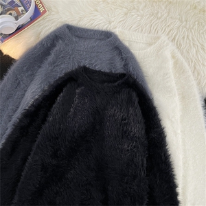 圆领毛衣男秋冬季美式复古休闲慵懒风针织衫男外套MY092-P50图片