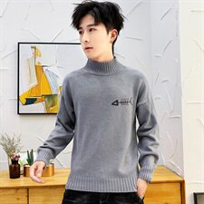 秋冬中领毛衣男小鱼骨头长袖外套男毛衫打底针织衫高领黑M229P35，男装针织衫/毛衣，星座1207