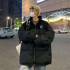 美式灯芯绒拼接棉衣男女立领保暖棉服秋冬季字母休闲外套410-P78，男装棉衣，星座1109-3