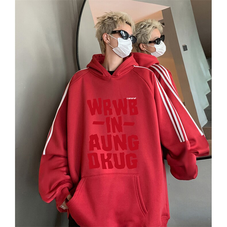 抖音得物供货提供视频秋冬重磅美式宽松织带连帽卫衣0420,男装卫衣,电商A486