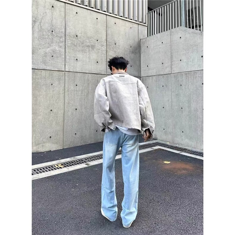 网图2025美式复古千鸟格拼接cleanfit外套男女宽松夹克,男装夹克,星座410-7