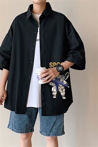 ！夏款港风冰丝衬衣男黑寸衫男白短袖衬衫男DXC285-P30图片