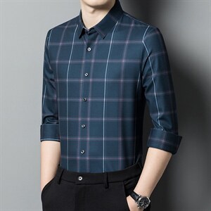 2023春秋男士高档无痕免烫长袖翻领衬衫男时尚商务衬衣HM8221-P85图片
