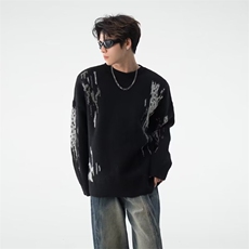 潮牌小众扎染毛衣男士秋冬季韩版潮流针织衫ins圆领线衣MC133-p53，男装针织衫/毛衣，星座1008