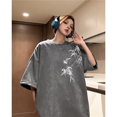 得物抖音直播高品质麂皮绒风印花宽松短袖djp298-特批23控39，男装T恤，星座605(原A050)