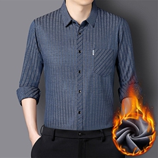 时尚男士长袖衬衫休闲条纹痞帅衬衣秋冬加绒加厚外套DS2602-P63，男装衬衫，星座1105-3