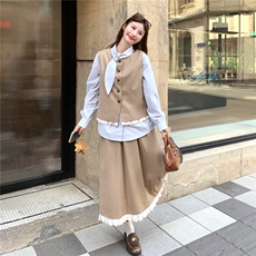 现货新款马甲衬衫半裙三件25085P195K288，女装套装/套裙，2D035