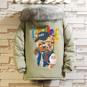 MM48211-P130 冬季大毛领衣男士大码加厚袄男服 砖墙图片