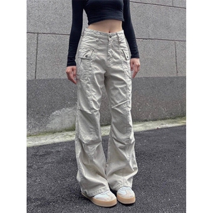 设计感美式直筒工装裤cleanfit水洗做旧褶皱休闲裤子男N1048-P62图片