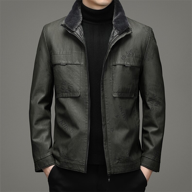 冬季新款脱卸内胆皮羽绒服外套爸爸装立领上衣YYYR062130-P275图片