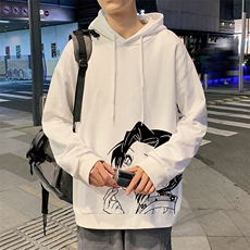 WY2153-P35加绒款-P40纯棉连帽卫衣男大码运动帽衫宽松薄外套男，男装卫衣，电商A040