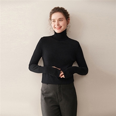 秋季新款纯色针织高领套头针织上衣时尚百搭，女装羊毛衫，庆大羊绒