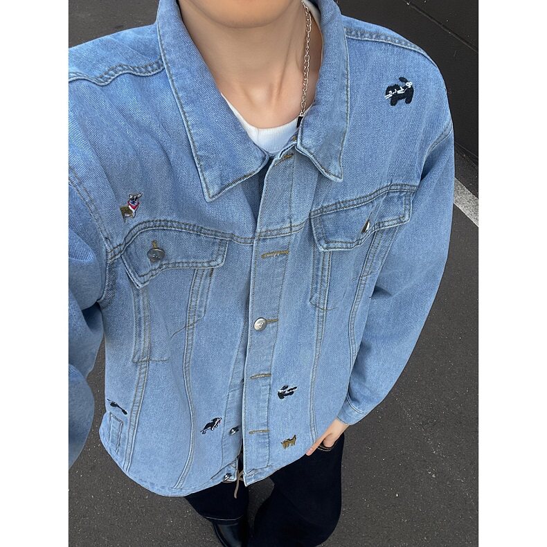 春秋季牛仔外套男刺绣修身夹克学生青年大码牛仔衣服上衣J90，男装工装外套，星座1116A（原606A-3）