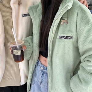 D3124-TP95 168 新款冬季仿兔毛绒外套时尚纯色情侣棉衣男女图片