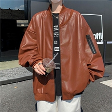 春秋季韩版机车皮衣外套男宽松潮流帅美式潮牌皮夹克男W6461-P62，男装夹克，星座412-2