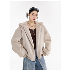 荔枝纹皮座山雕外套男女款冬季加绒加厚皮衣棉服美式毛领夹克棉衣，男装夹克，星座813-2