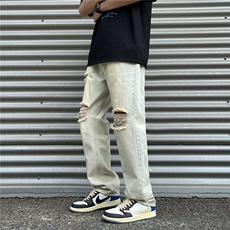 23港风夏季新款大码宽松时尚休闲破洞牛仔裤CK1613-P40，男装牛仔裤，星座1109-3