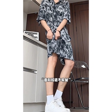 短袖衬衫男+短裤男潮流休闲套装男M-5XL大码TZ78708P50控98模特图，男装休闲套装，星座226-1