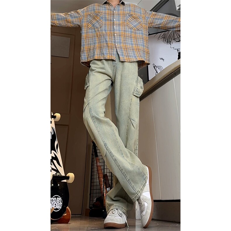 高品质 B221美式ins高街暗黑宽松工装牛仔裤 LK24340-P65控88图片