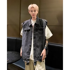 高街水洗牛仔马甲男款秋季内搭叠穿背心无袖坎肩2001P53，男装背心/马甲，星座410-2