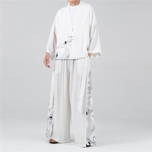 夏大码汉服改良风开衫阔腿裤套装情侣古风仙气潮 TZ72/P145图片