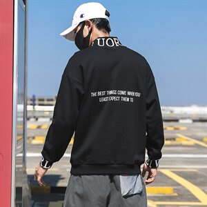 秋冬潮牌日系套头衫青少年上衣外套嘻哈高领卫衣男W558