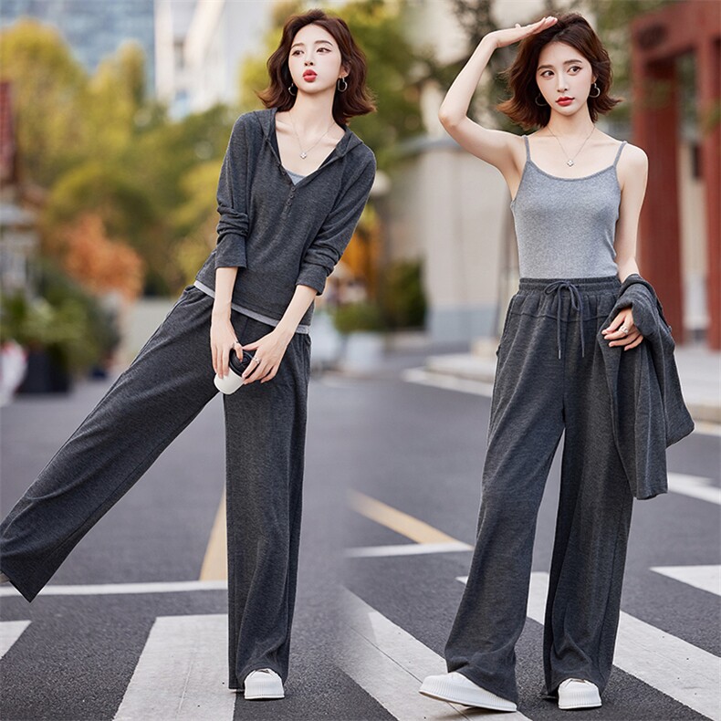 欧洲站2024秋装新款百搭修身显瘦三件套女气质洋气阔腿裤时尚套装,女装套装/套裙,曼娅璐