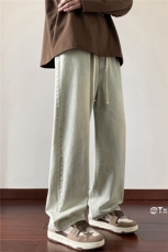 港风秋季新款百搭休闲水洗宽松直筒牛仔裤B315-K23456-P45控58，男装牛仔裤，电商B315