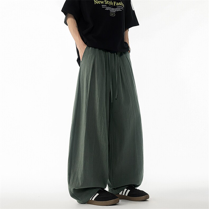 8XL-M亚麻弯刀裤直筒阔腿裤子男夏季宽松大码运动灯笼裤KZ068P60图片