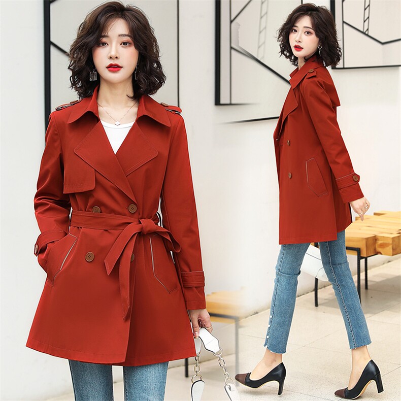 2022春秋装新款风衣中长款系腰带韩版外套，女装风衣，蝶眷